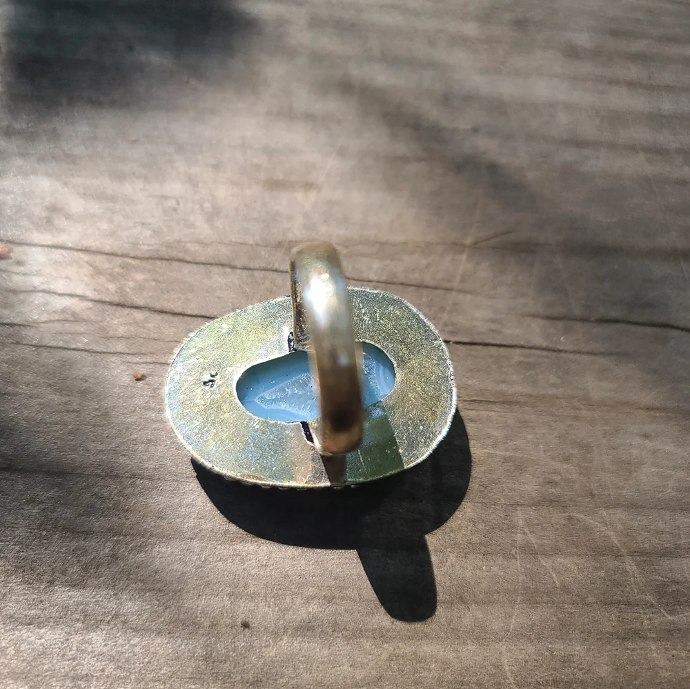 Blue agate sterling ring sz8 - Picture 4 of 4